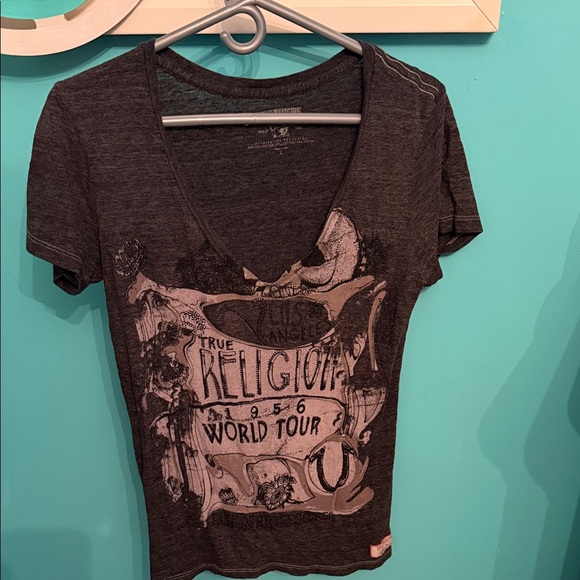 True Religion Tops - True Religion Women's Charcoal Graphic Tee